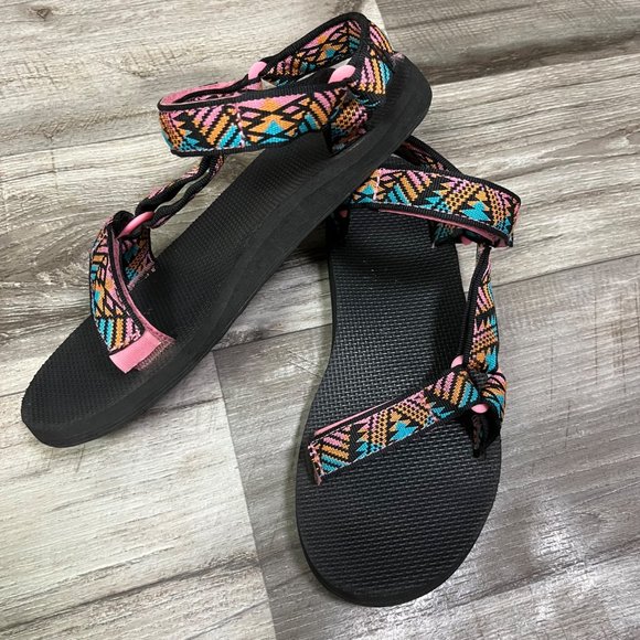 Teva Original Universal Hiking Sandals Aztec Black Multi Women’s Size 9 - Picture 2 of 10